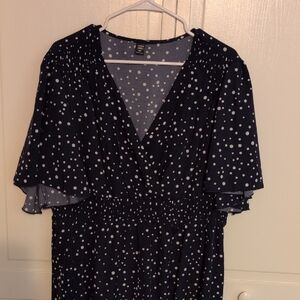 Shein Curve Navy Polka Dot Dress